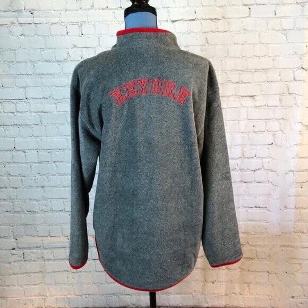 Disney Eeyore Pooh Gray Fleece Pullover 3/4 Zip Long Sleeve Small - Picture 2 of 6